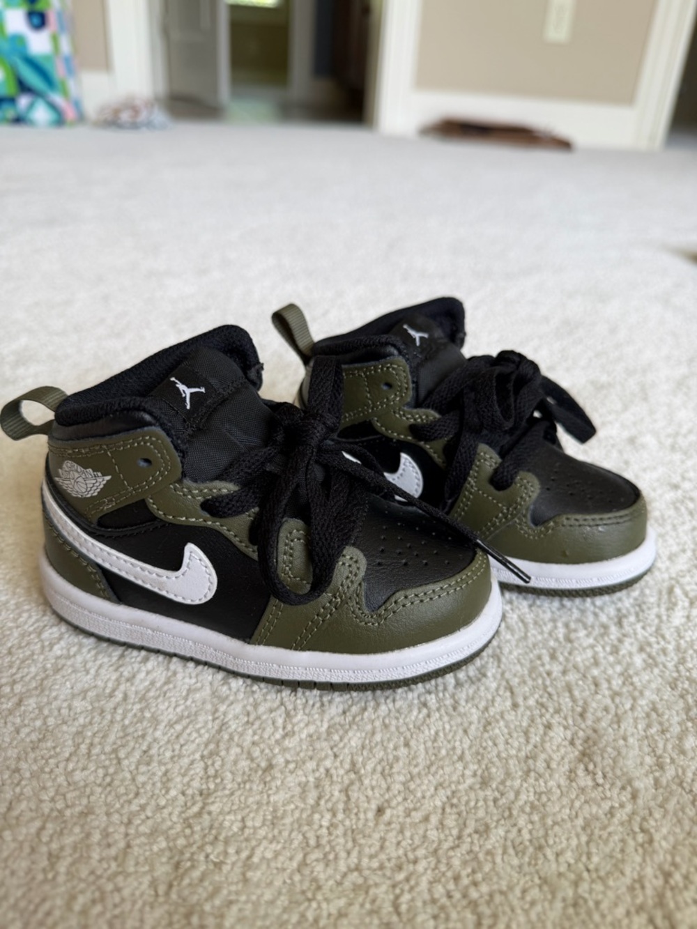Jordan Kids' Black & Olive Green High-Top Sneakers